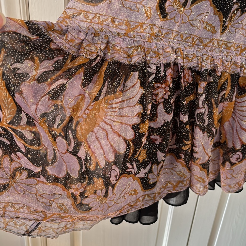 Ulla Johnson RARE Celestia‎ Ruffled Printed Midi Dress Midnight Size 0 Metallic - Picture 8 of 17